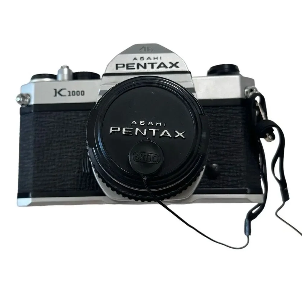 Pentax K1000 35mm SLR Camera w/SMC Pentax-M 50mm f/1.2 Lens, flash & mini tripod